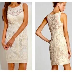 Sue Wong Nocturne Soutache Lace Cocktail Dress Size 2 Ivory Sheer Lined Wedding